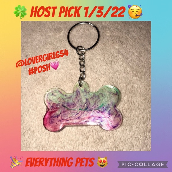 Custom epoxy bone 🦴 shaped keychain multi colored by Me - Picture 1 of 3